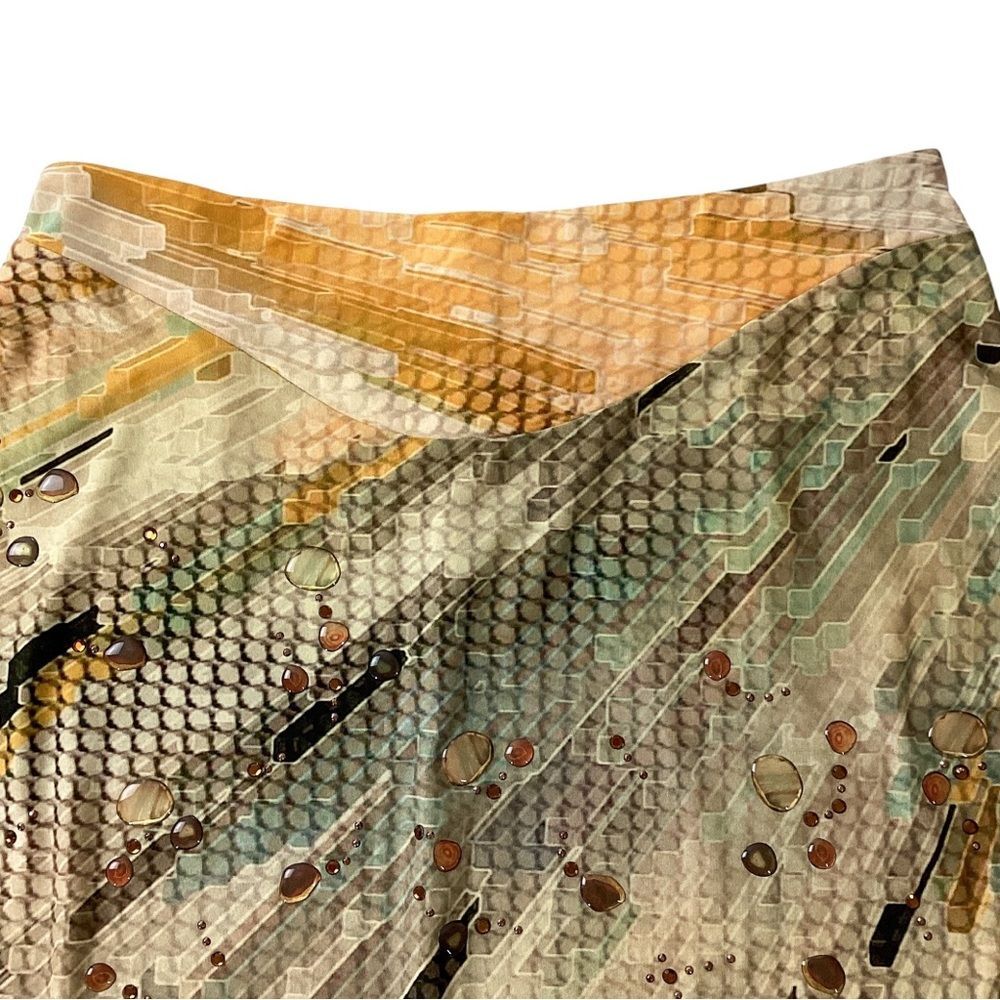 LA PERLA Y2K Mini Skirt IT 42 Geometric Print Y2K Embellished A-Line Italy Rare - Picture 2 of 10